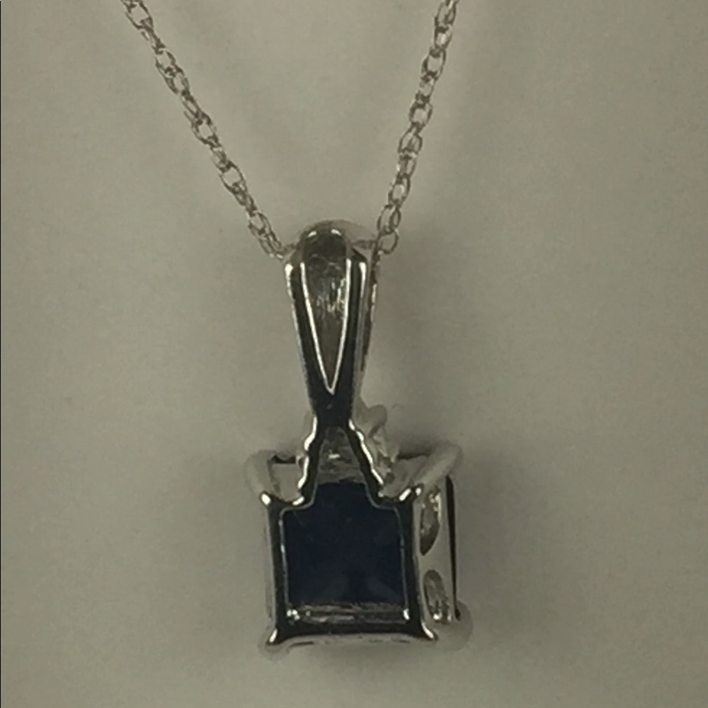 Vintage 10K Cushion-Cut Sapphire/Diamond Necklace - Picture 2 of 4